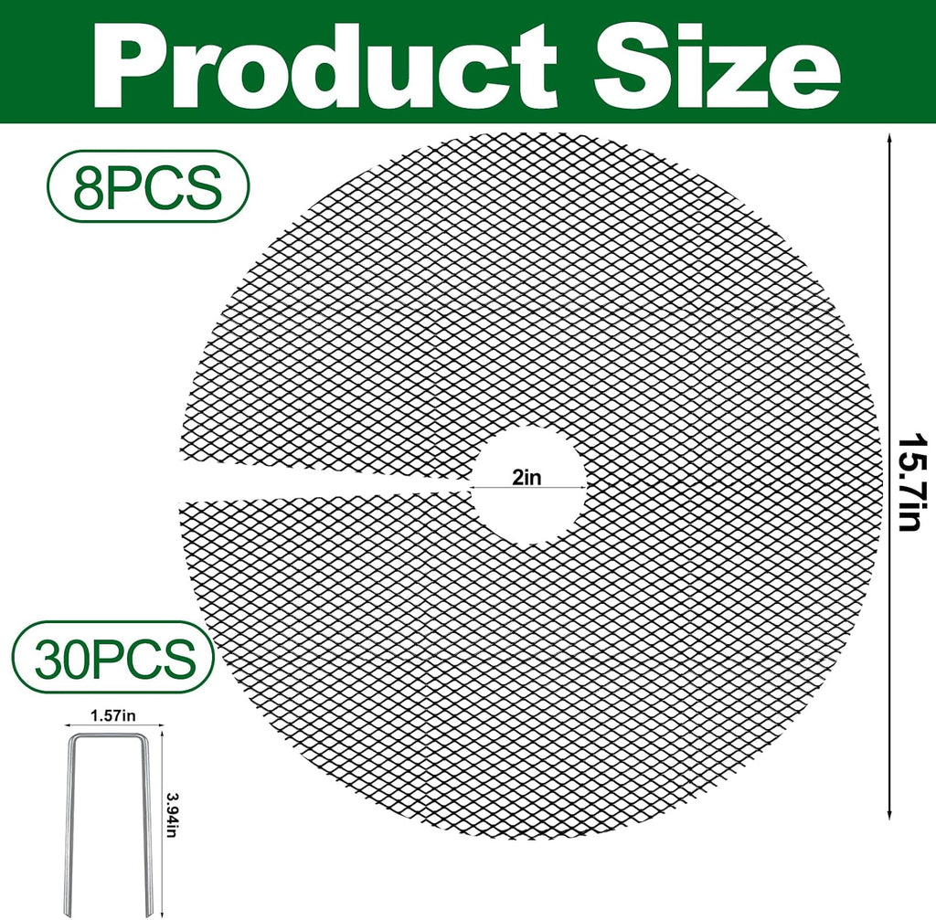 8Pcs Plant Pot Grids,15.8Inch Plant Pot Cover with 30 U-Shaped Nails, Cat Proof Protector for Potted Plants,Dig-Free