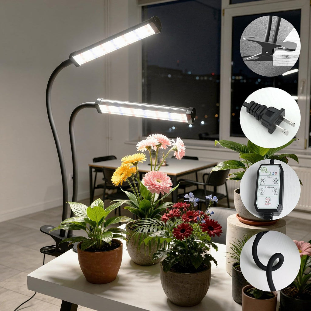 Grow Light 100W 6000K, Super Bright White Desktop Clip Plant Lamp | Desk Lamp for Pot Seedlings Succulents Seeds Indoor