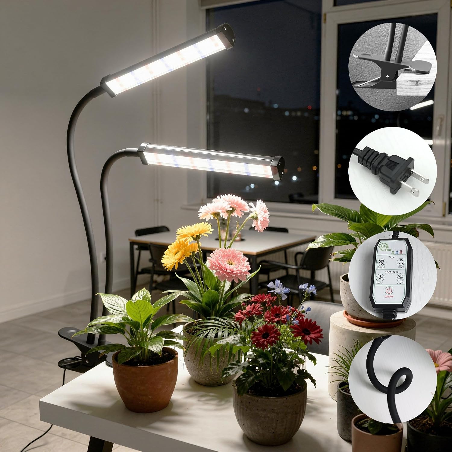 Grow Light 100W 6000K, Super Bright White Desktop Clip Plant Lamp | Desk Lamp for Pot Seedlings Succulents Seeds Indoor