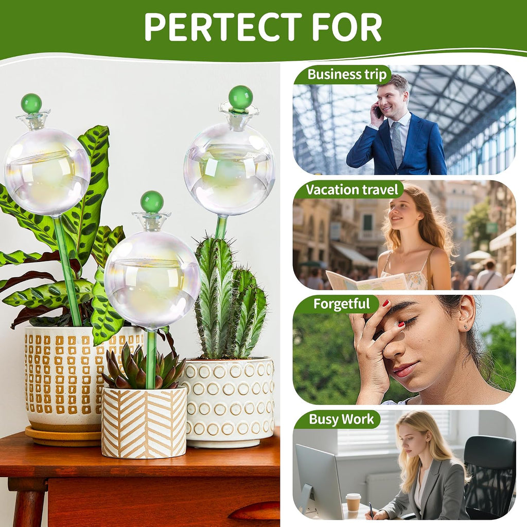 17 oz 2 Weeks Extra Large Plant Watering Globes, Iridescent Glass Self Watering Globes, Self Watering Planter Insert