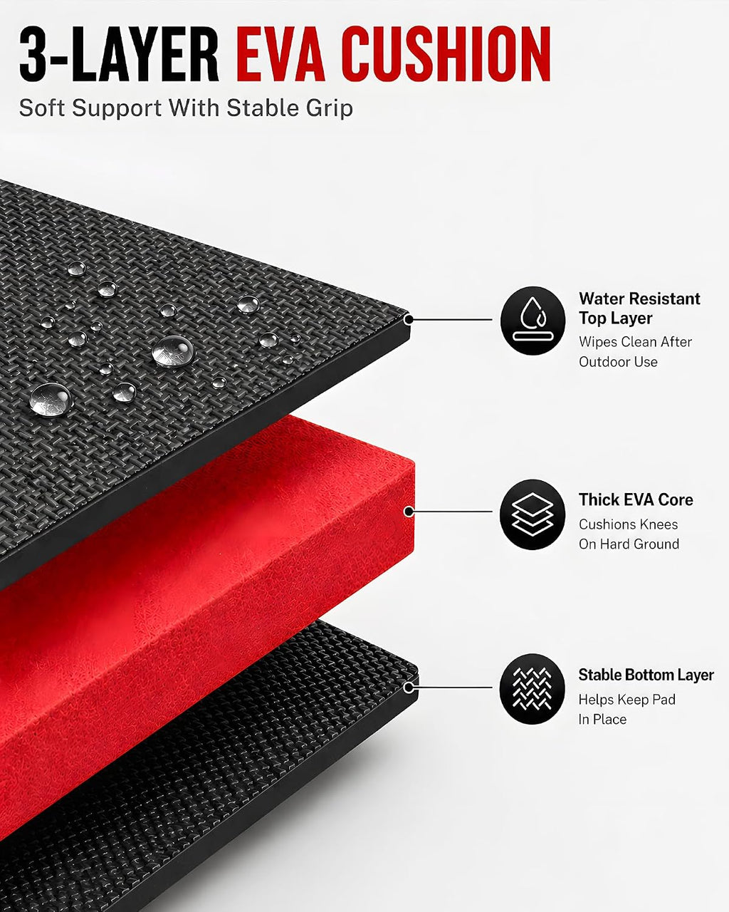 Mechanic Mat, 47.2 x 15.7 x 1 Inch Foldable Mechanic Kneeling Pad, Red | 6-Panel Firm Foam Support for Garage Repair