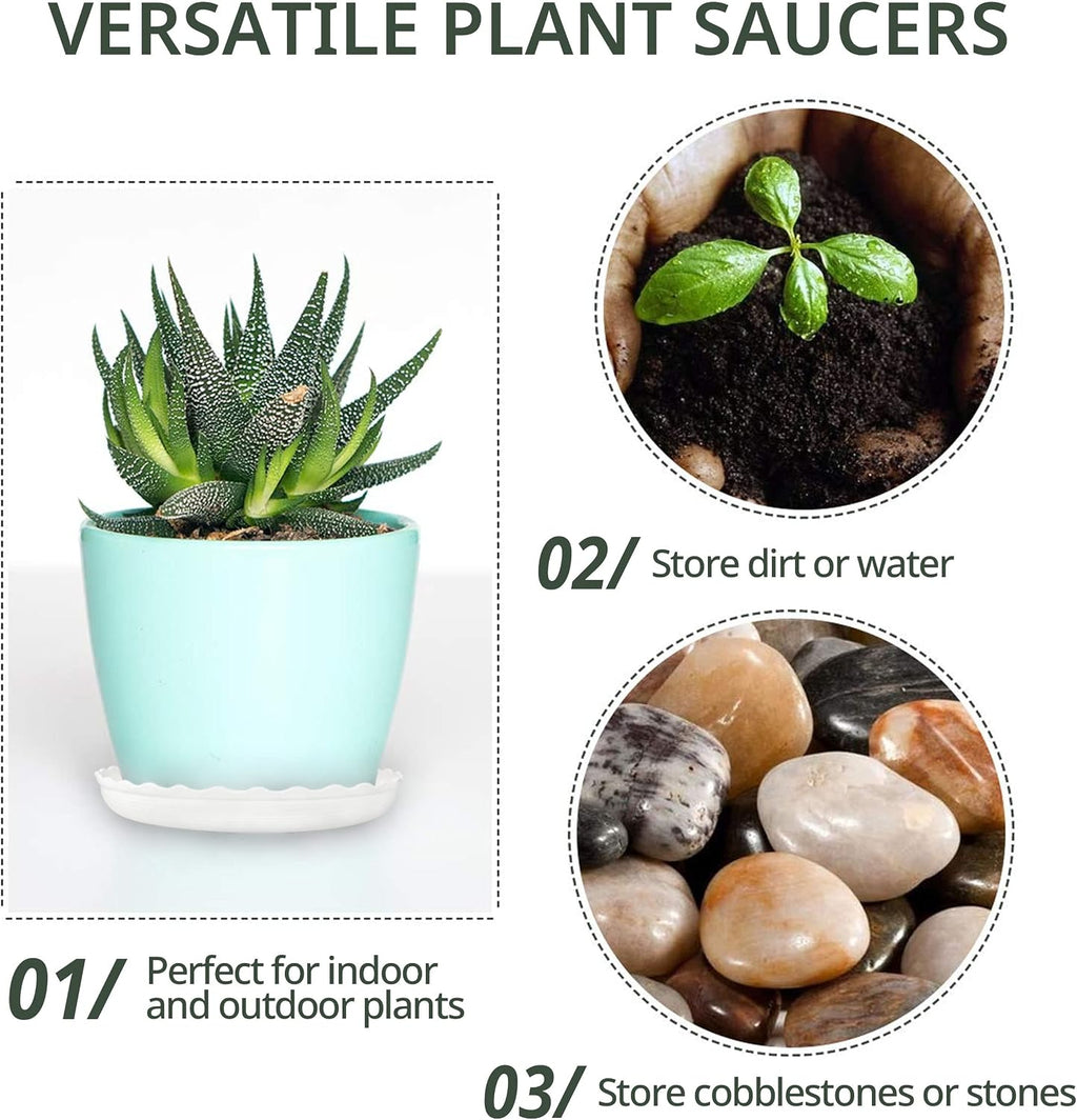 13 Pack Plant Saucer, 8 10 12 Inch Durable Plastic Plant Trays for Pots, White & Black Round Plant Pot Saucers, Drip