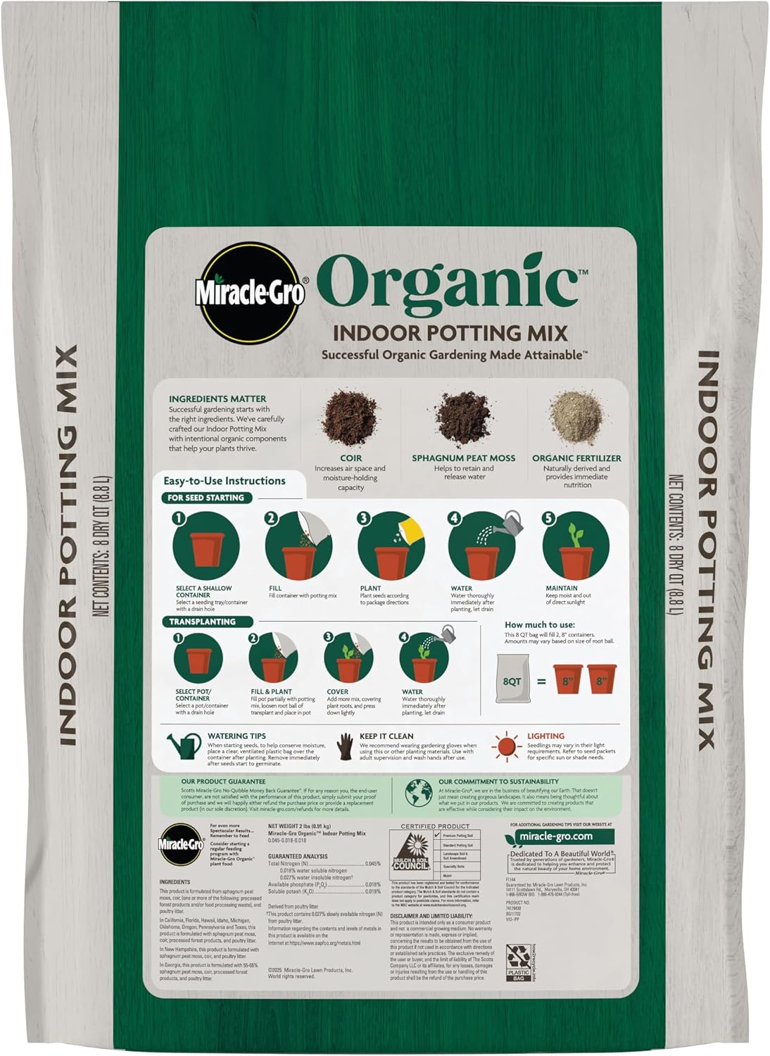 Gro Organic Indoor Potting Mix - Protects Against Over and Under Watering, Planting Soil for Indoor Container Plants