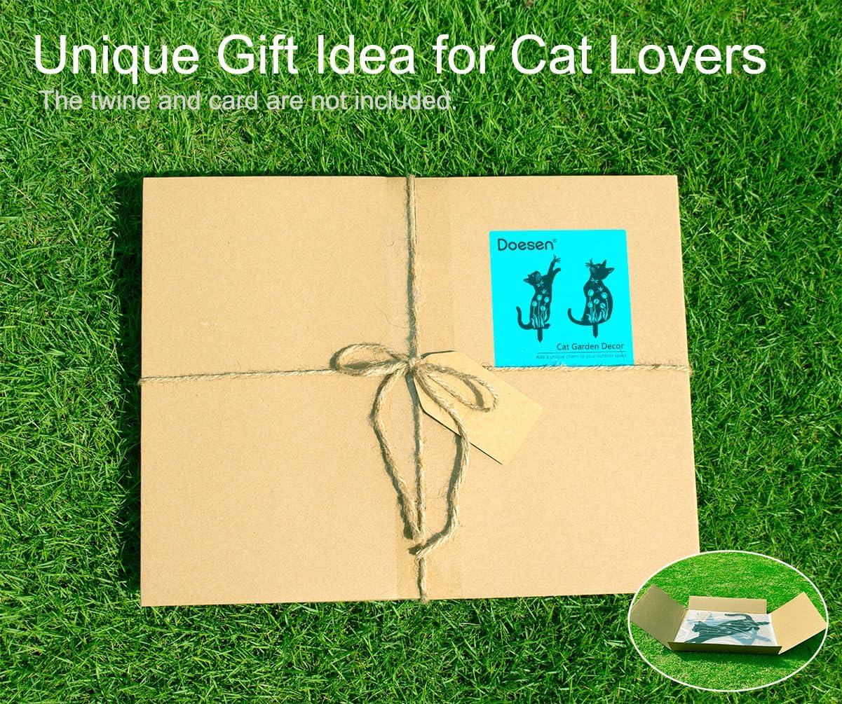 Metal Cat Garden Decor Black Cat Silhouette Yard Art Garden Stakes | Rust-proof Metal Black Cat Yard Decor Garden Art