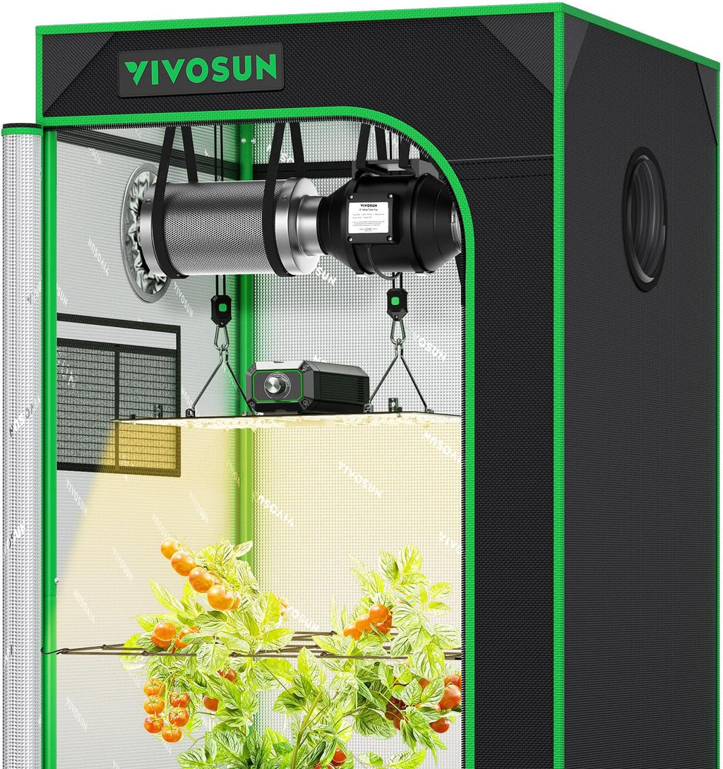 VIVOSUN 2x2ft Grow Tent Kit with 100W Full Spectrum LED Grow Light | WiFi-Controlled Grow System,Automatic Ventilation