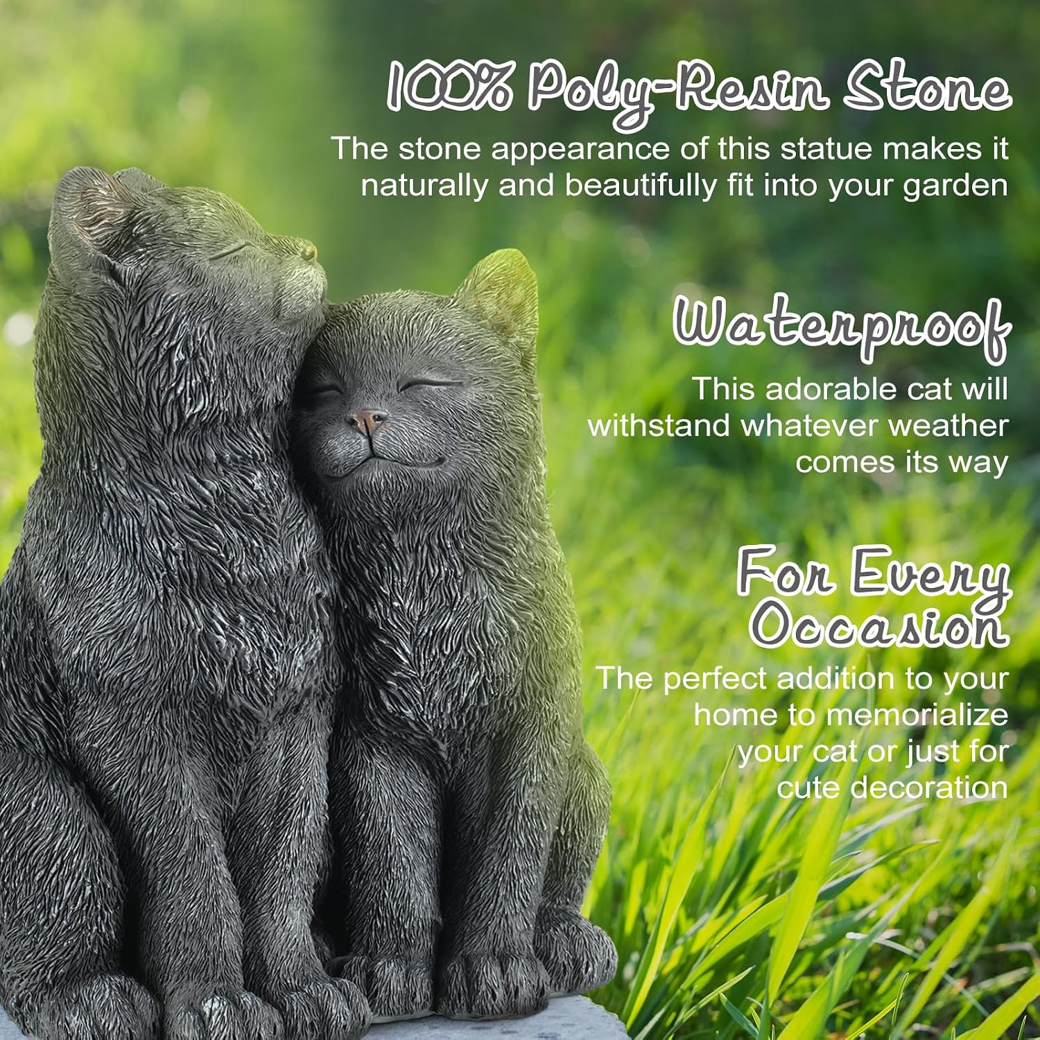 Wenqik Black Cat Statue for Garden Couple Kitten Figurines Decor Resin Cat Sculpture Decorative Garden Statues for