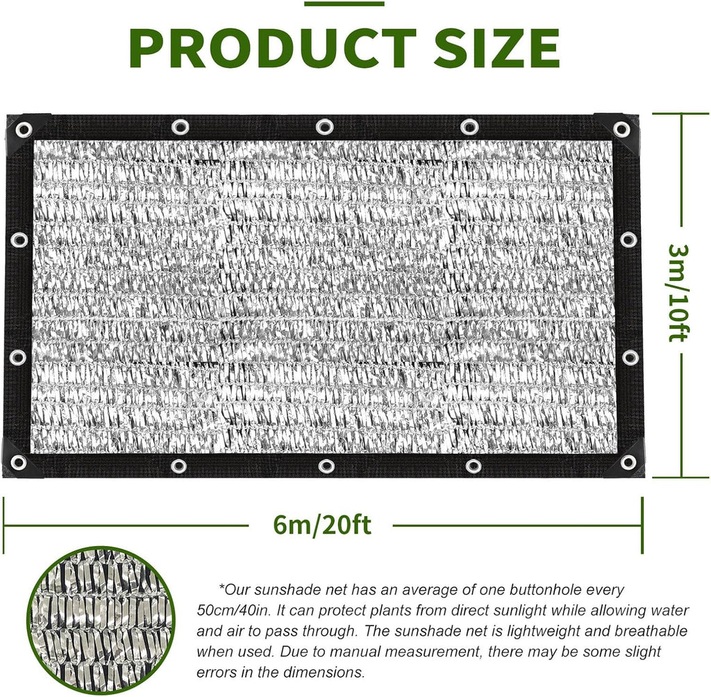 90% Aluminum Shade Cloth for Cars- Reflective Aluminium Shade Netting Sun Shade Cover with Grommets for Cars, Dogs