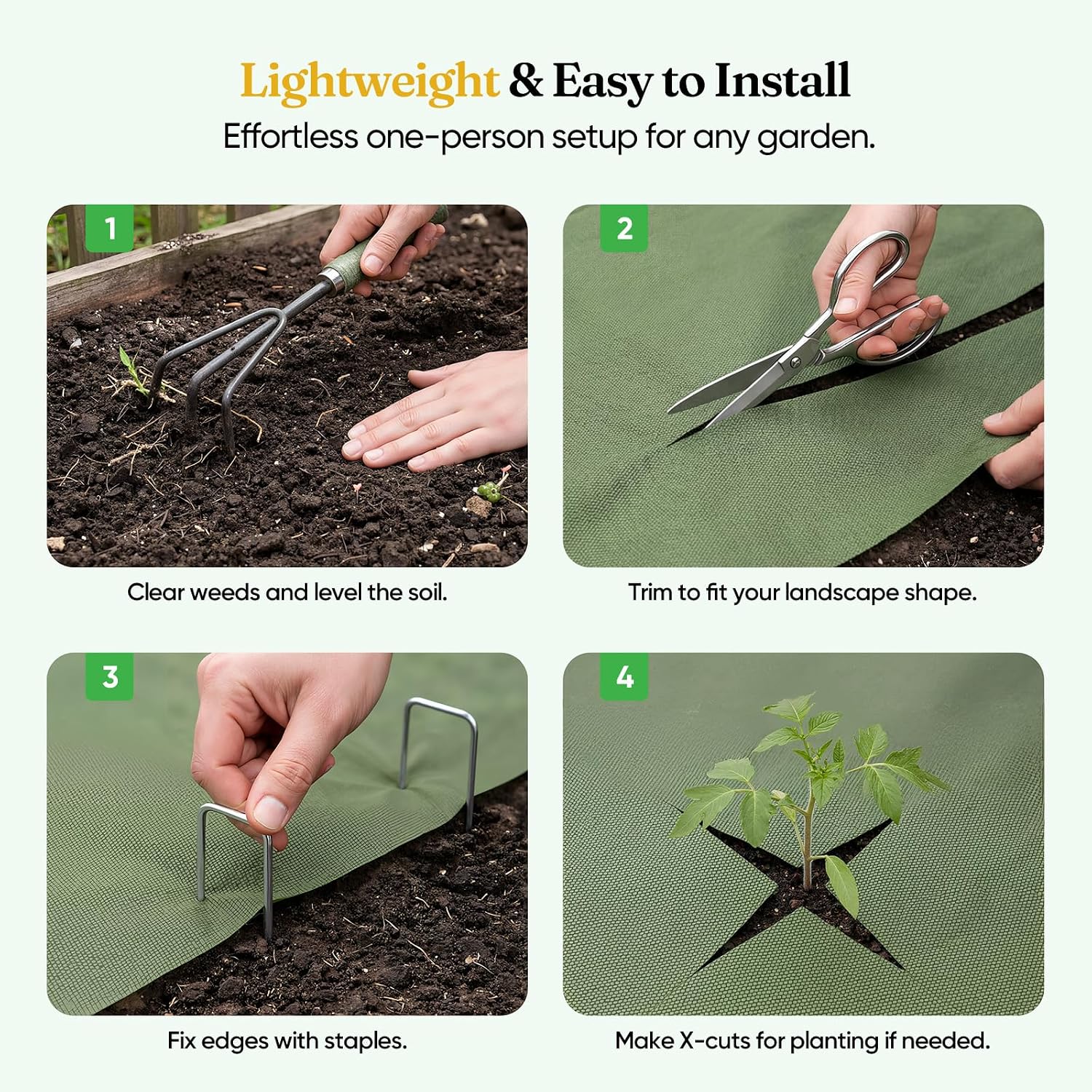 4FT x 100FT Heavy Duty Weed Barrier Landscape Fabric | Non-Woven Garden Cloth, Easy to Cut & Fray Resistant, Breathable