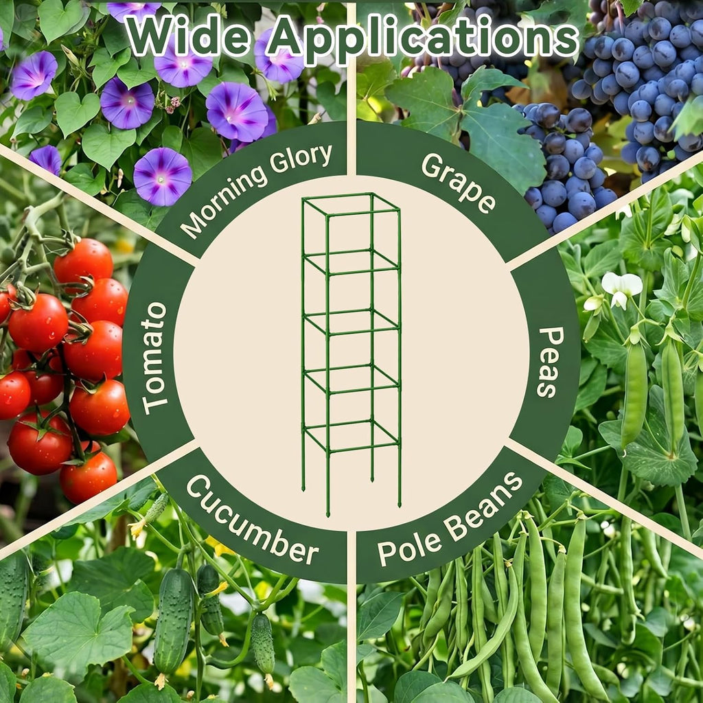 4 Pack 72" Tomato Cages for Garden, Heavy Duty Adjustable Plant Support | For Climbing Plants and Vegetables
