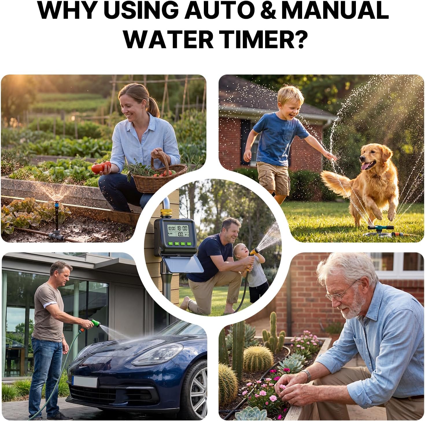 Sprinkler Timer for Garden Hose, Programmable Watering Timer with Rain Delay, Outdoor Automatic& Manual Irrigation