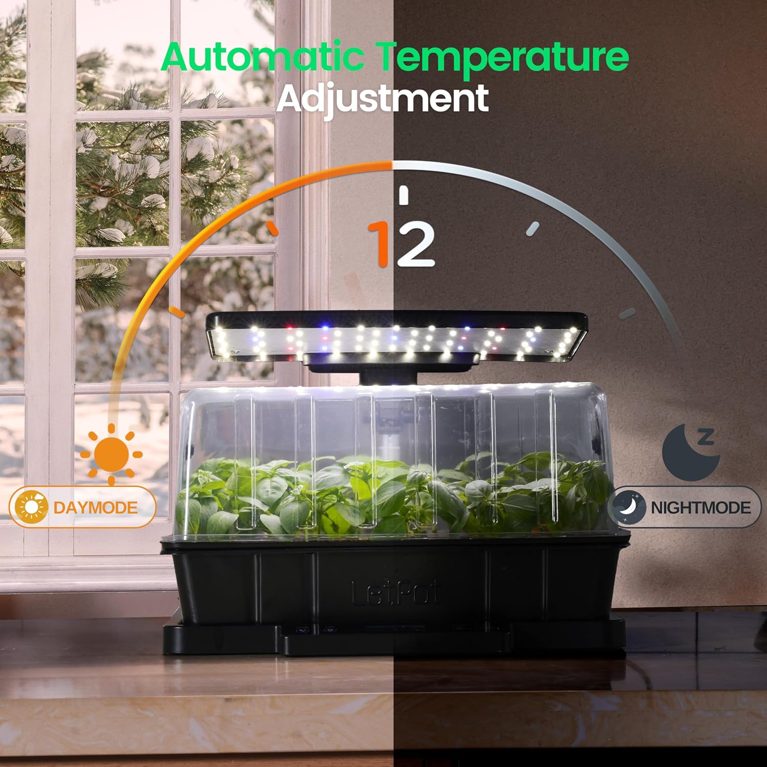 LETPOT Smart Seed Starter Kit with Humidity Dome, Waterproof Seedling Mat & 24W Full-Spectrum LED Grow Light – Smart