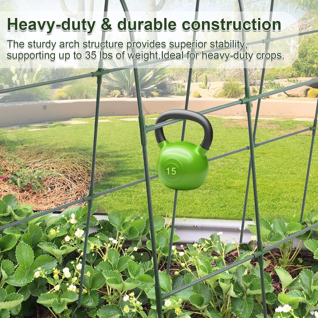 iGreely Cucumber Trellis for Raised Bed, U-Shape Garden Arch Metal Support for Climbing Plants, Metal Arch Vegetables