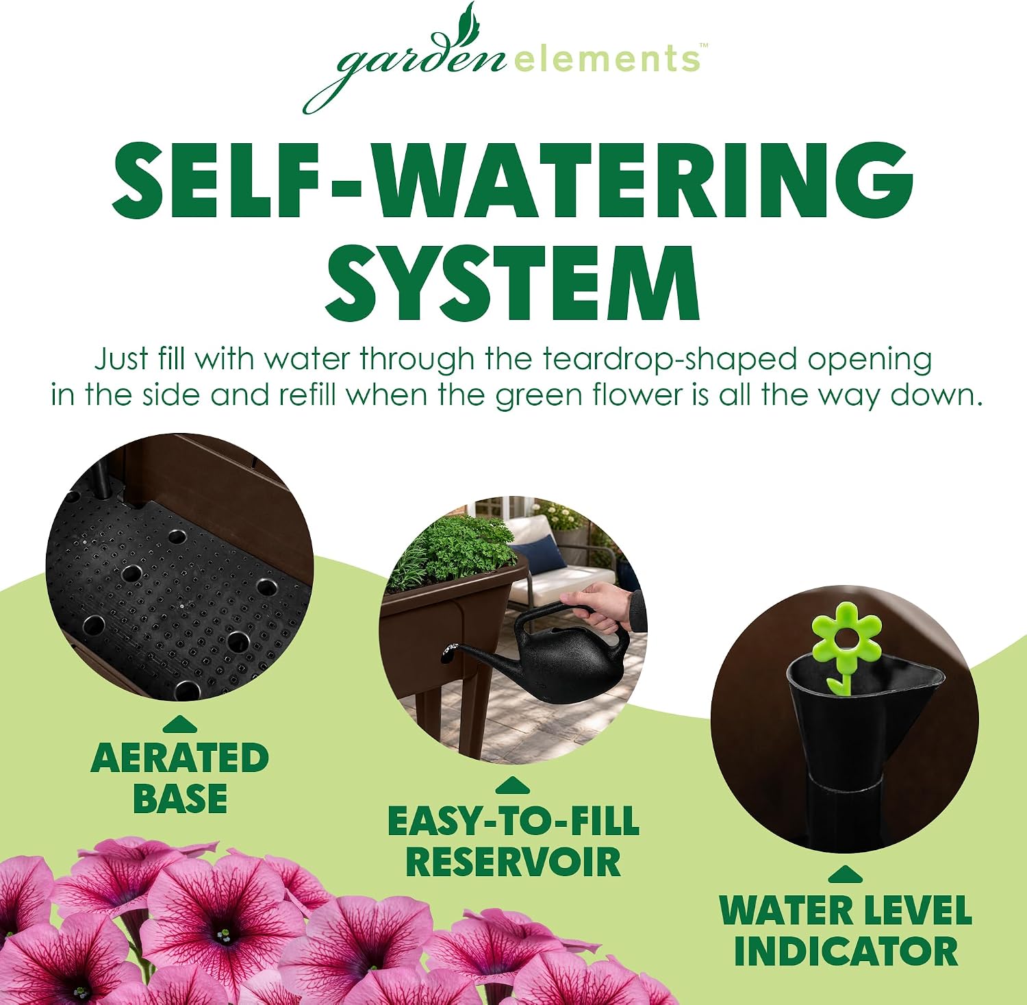 Garden Elements Brown Elevated Raised Garden Bed, 29.5" x 15" - Self-Watering Planter Box with Ventilated Grow Dome for