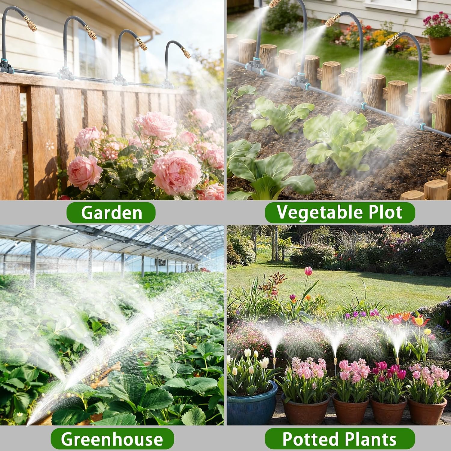 100FT 1/4" Quick-Connect Drip Irrigation System Kit, Automatic Garden Watering System with 16 Pcs Adjustable Spray
