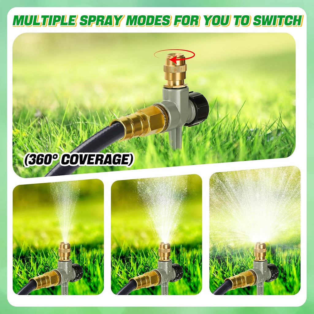 Acostop 4pcs 360° Spray Sturdy Metal Sprinklers for Yard Lawn Medium Garden | Adjustable Brass Nozzle Water Sprinkler