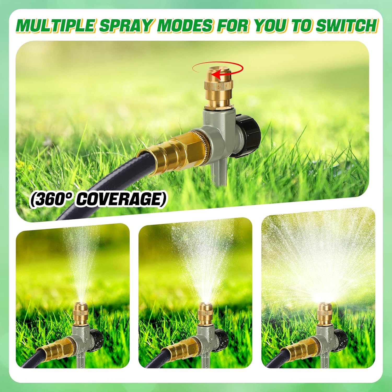 Acostop 4pcs 360° Spray Sturdy Metal Sprinklers for Yard Lawn Medium Garden | Adjustable Brass Nozzle Water Sprinkler