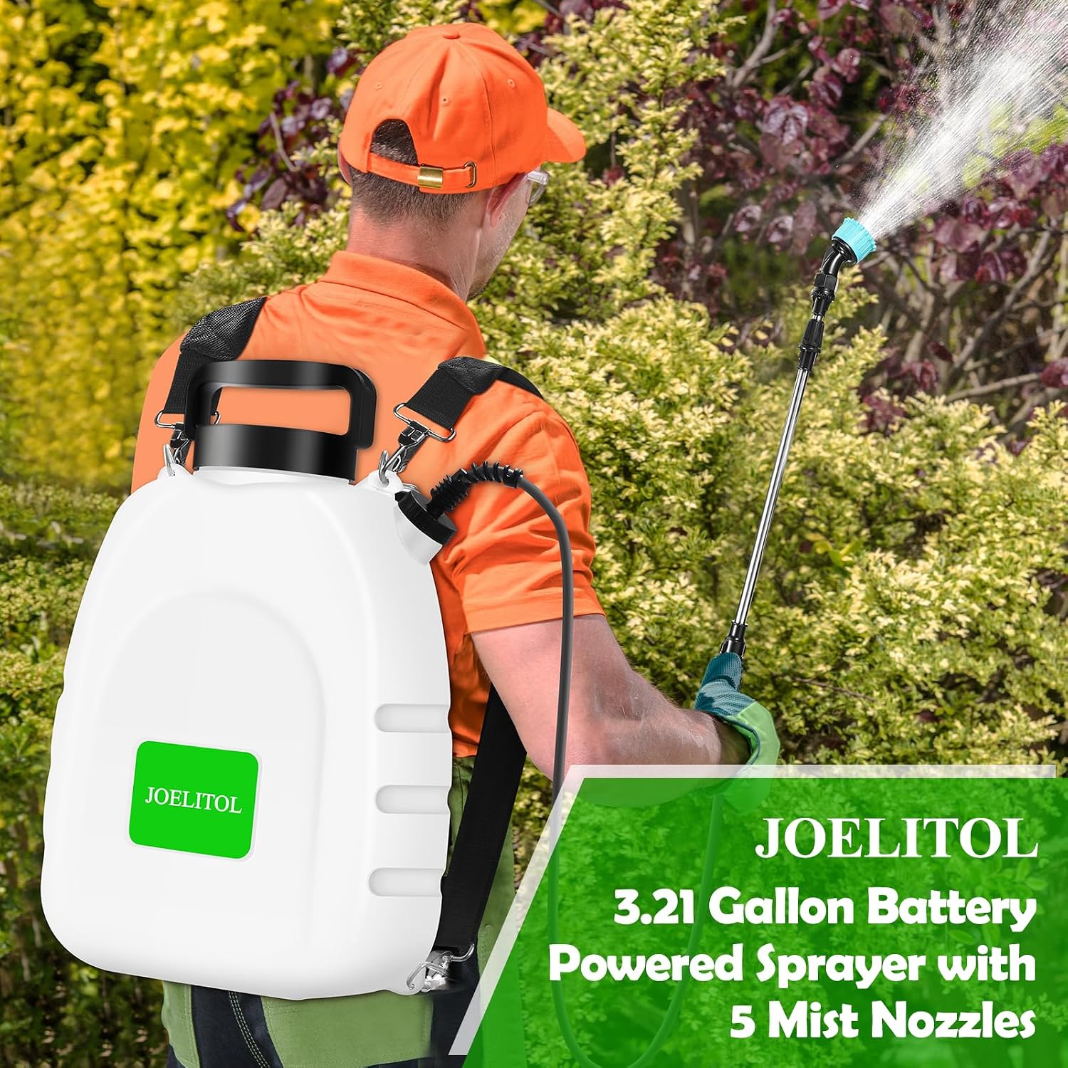 Electric Backpack Sprayer 3.2 Gallon, Battery Powered Lawn Sprayer with Ergonomic Design, USB Rechargeable Handle