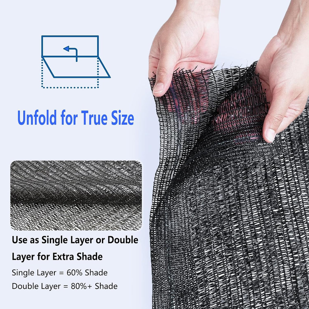 60% Shade Cloth Roll 6ft x 100ft - HDPE Sun Shade Fabric Roll, UV Block Cuttable Shade Mesh for Garden, Greenhouse