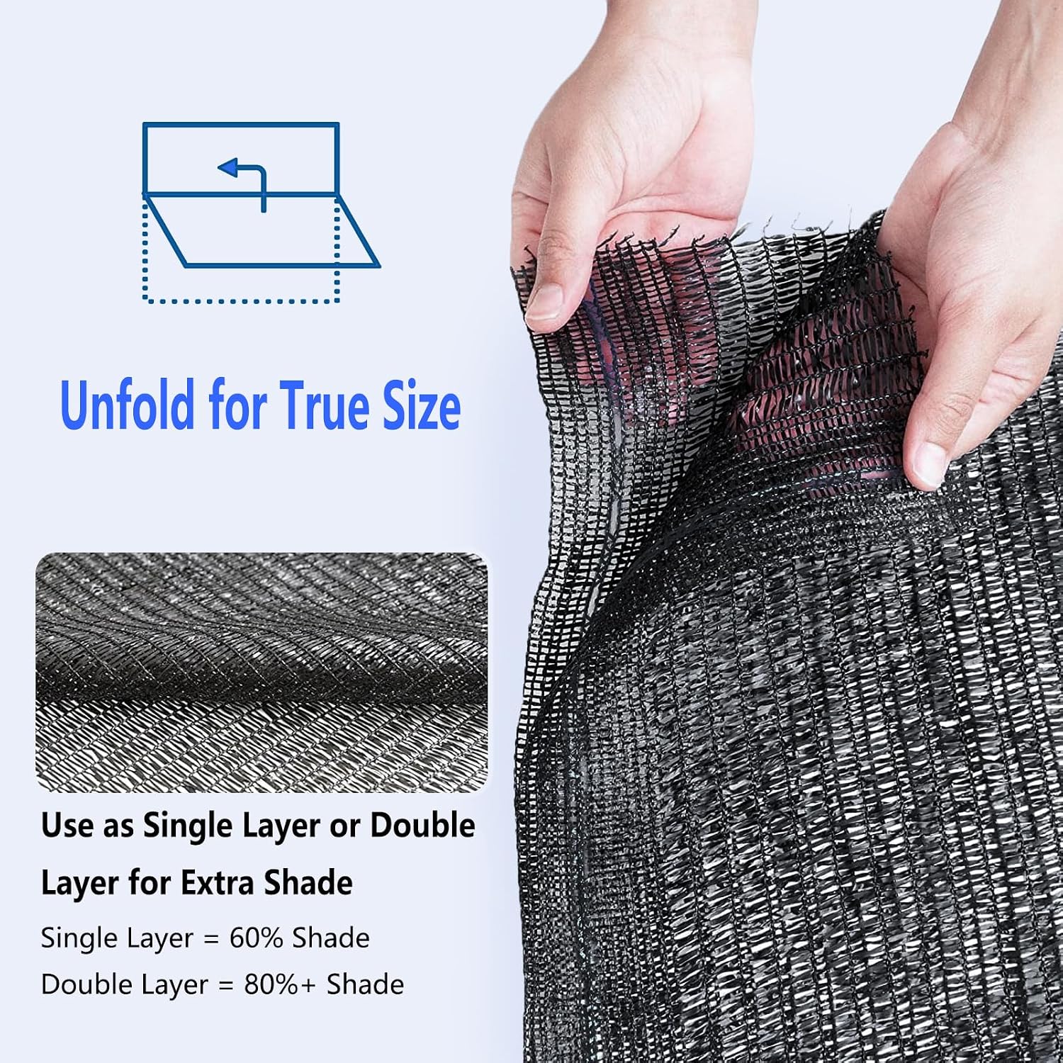 60% Shade Cloth Roll 6ft x 100ft - HDPE Sun Shade Fabric Roll, UV Block Cuttable Shade Mesh for Garden, Greenhouse