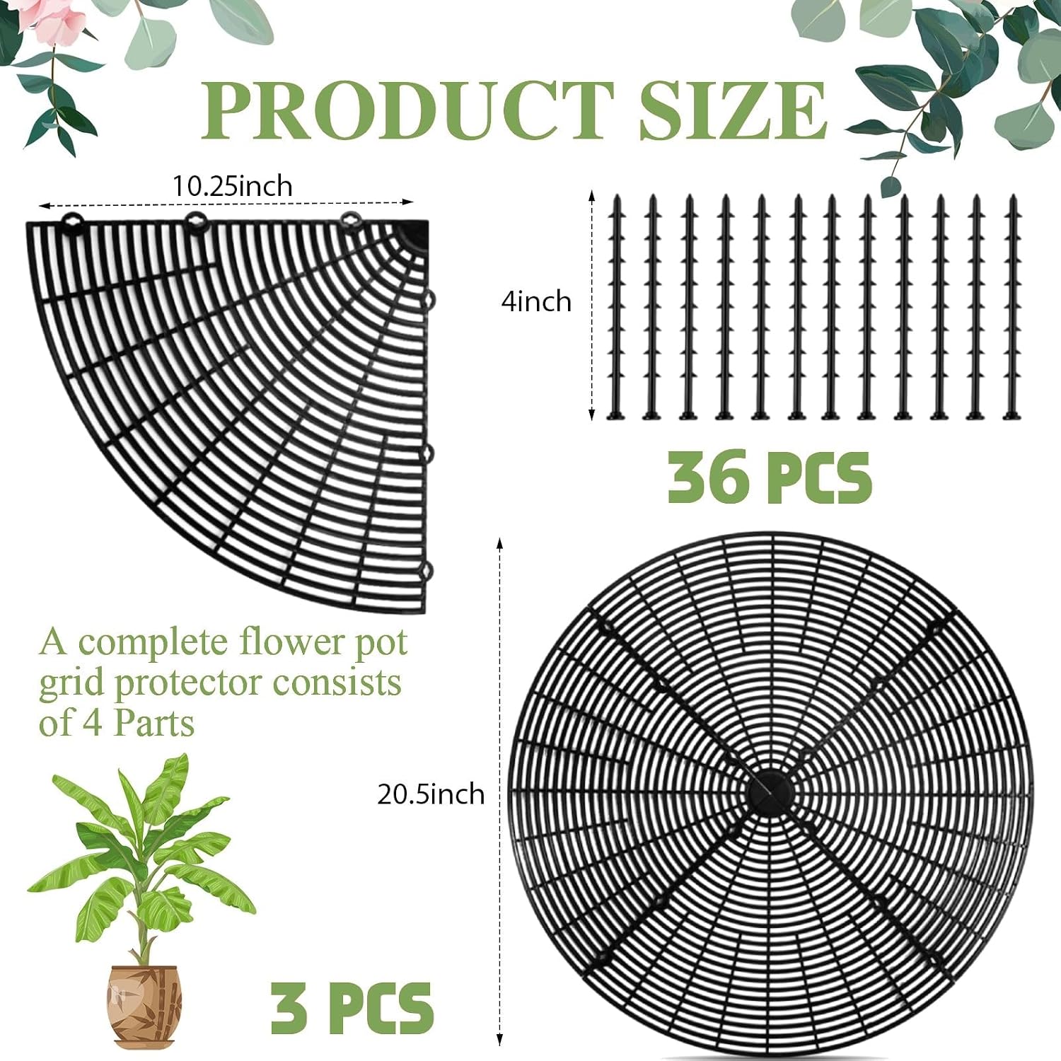 Sawysine 3 Pcs Plant Pot Cover Plant Protector from Animal Flower Pot Grid with Center Cutout Flower Cover Soil