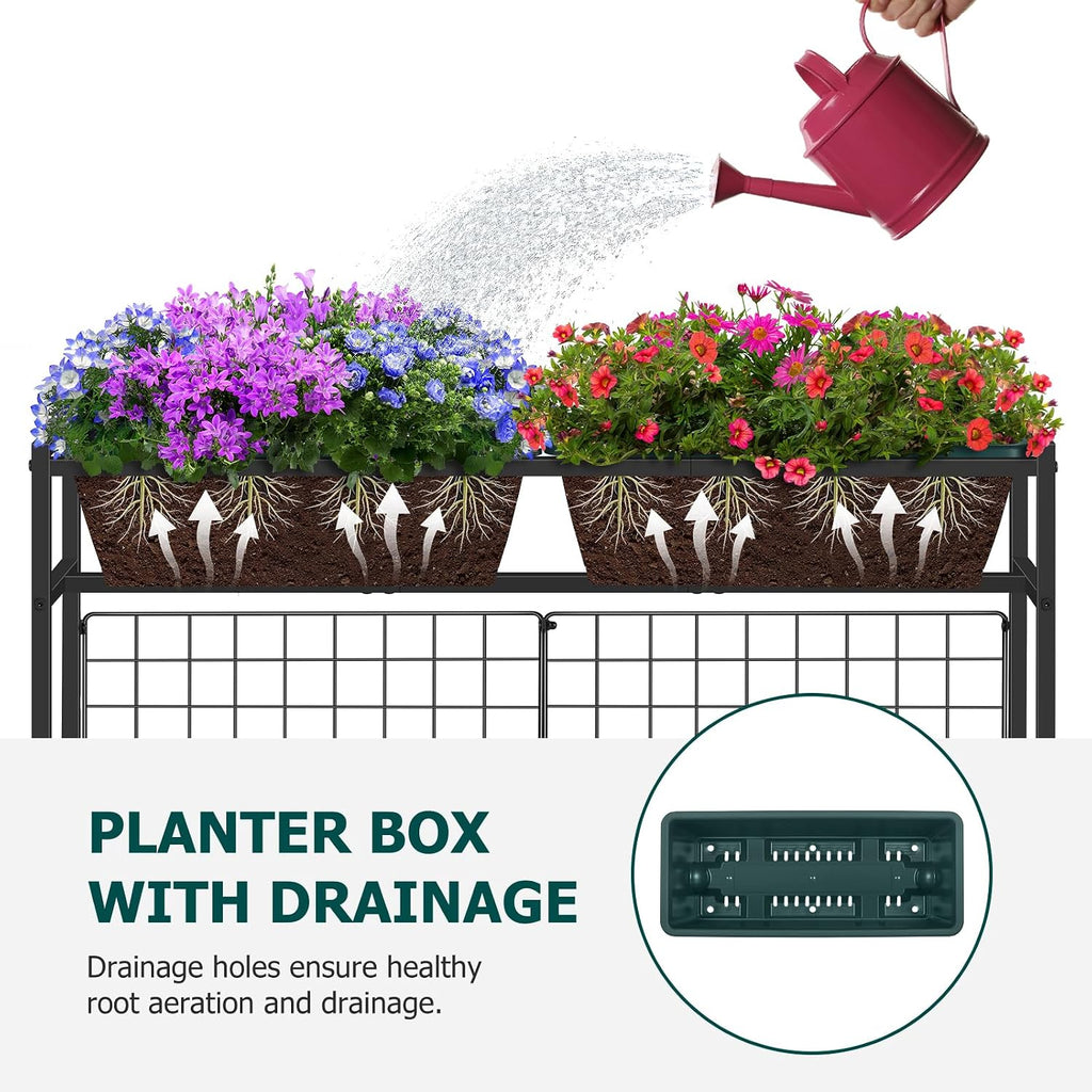 OYEAL Raised Garden Bed with Legs & & Trellis 32" Tall Vertical Herb Garden Planter Indoor Outdoor Elevated Flower Beds