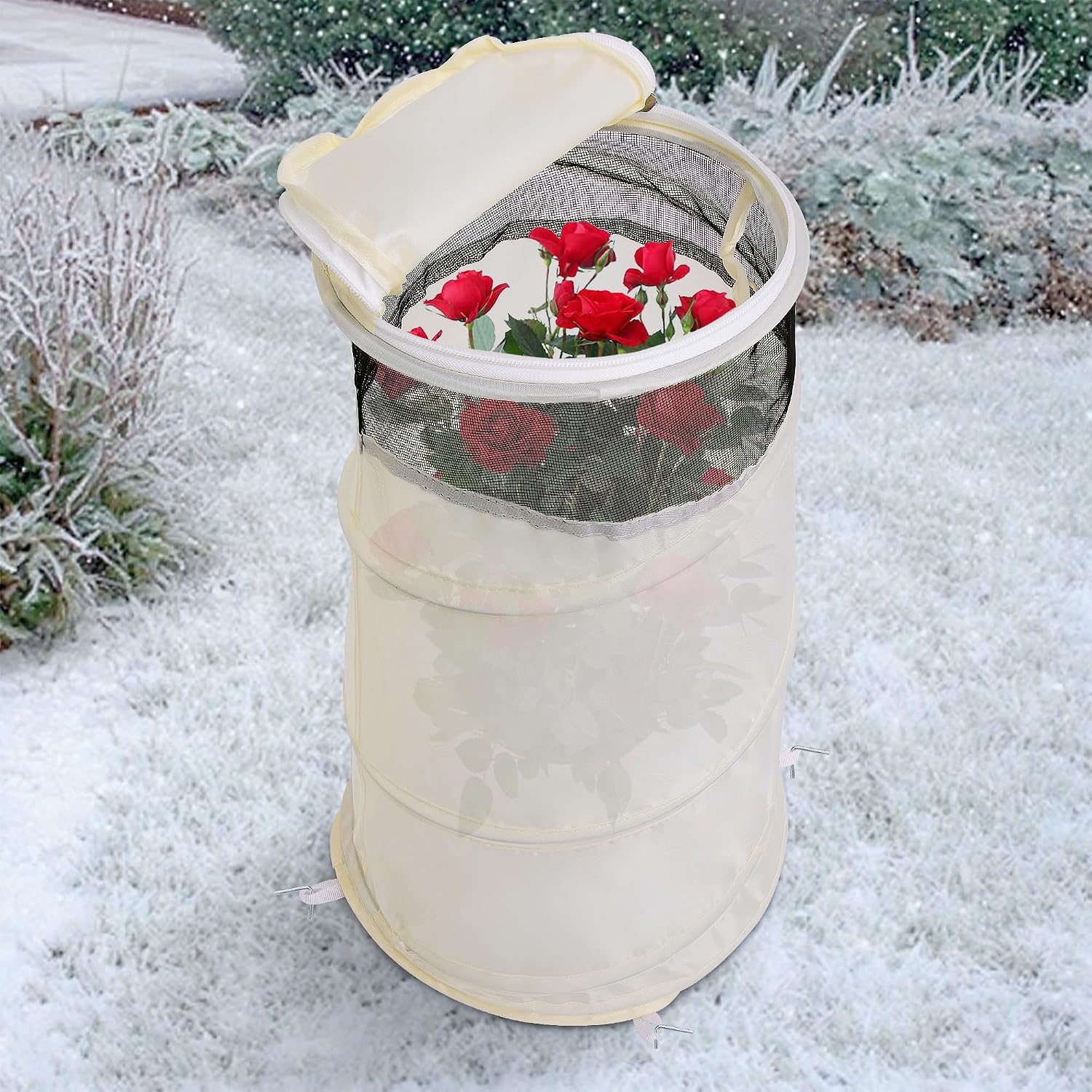 Purple Star 2 Pcs Pop Up Rose Cones for Winter Protection, 20" x 13" x 9" Winter Rose Collars Protective Cover, Freeze