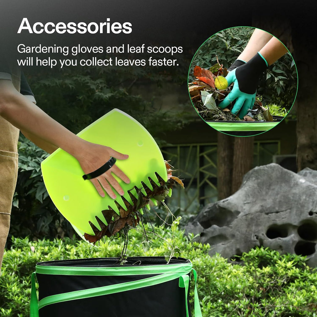 VIVOSUN 2-Pack 47-Gallon Collapsible Garden Bag, Yard Waste Containers | Yard Waste Bin with Hard-Shell Bottom, Leaf