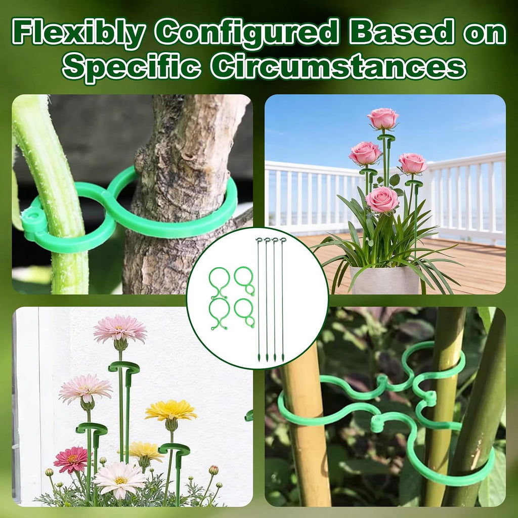 5 Pack Metal Peony Cages and Supports with 20 Plant Twist Clip Ties, Plant Support Stakes for Indoor Outdoor Plants