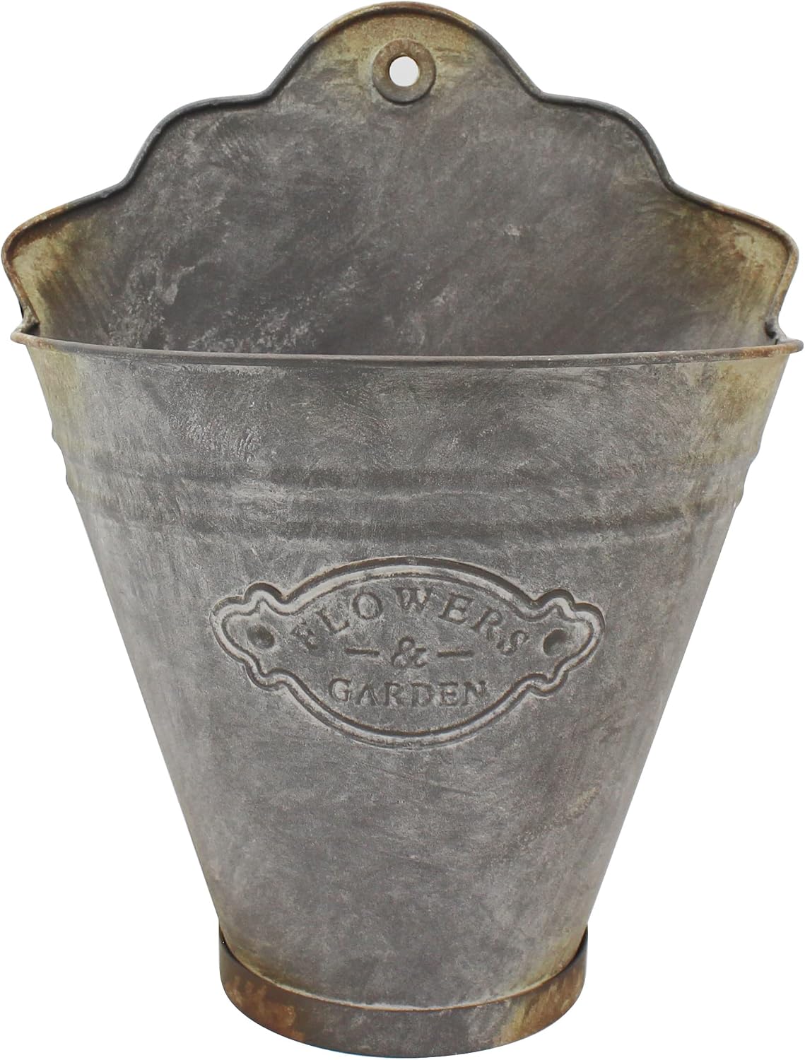 Farmhouse Galvanized Wall Planter Rustic Metal Flower Holder Wall Mount Flower pots for Garden and Wall Decor, Set of 2