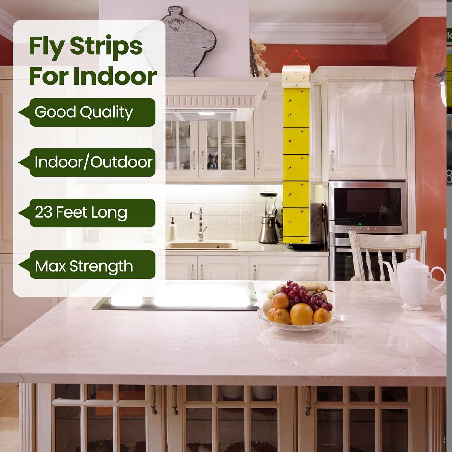 Qualirey 20 Pcs Giant Sticky Fly Traps, Fly Strips for Indoor Outdoor Hanging Flying Tapes Non Toxic Ribbon Fruit Gnat