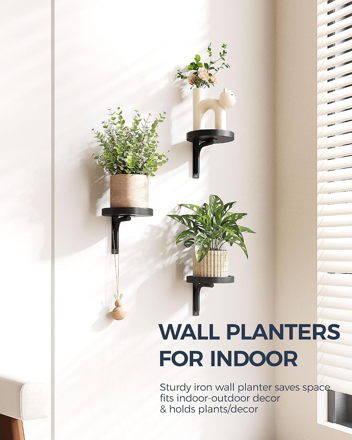Bamworld Wall Plant Holder indoor Metal Plant Wall shelf 3 Pcs Wall Mounted Plant Holder Plant Hangers for Indoor
