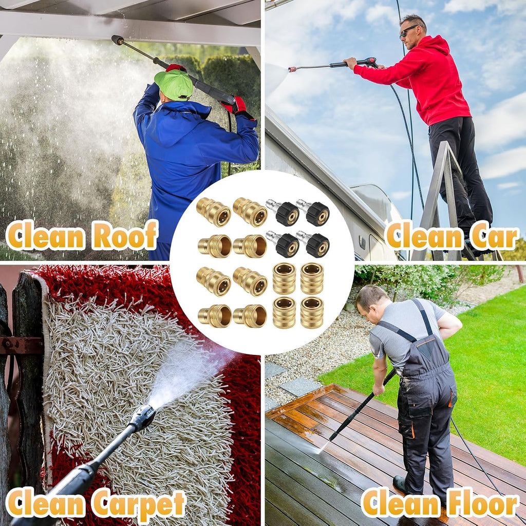 Treela 18 Pack Pressure Washer Adapter Set Quick Disconnect Kit Included M22-15mm Female to M22 14 mm Swivel to 3/8''
