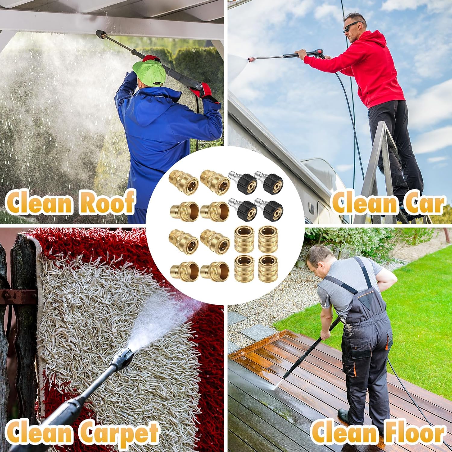 Treela 18 Pack Pressure Washer Adapter Set Quick Disconnect Kit Included M22-15mm Female to M22 14 mm Swivel to 3/8''