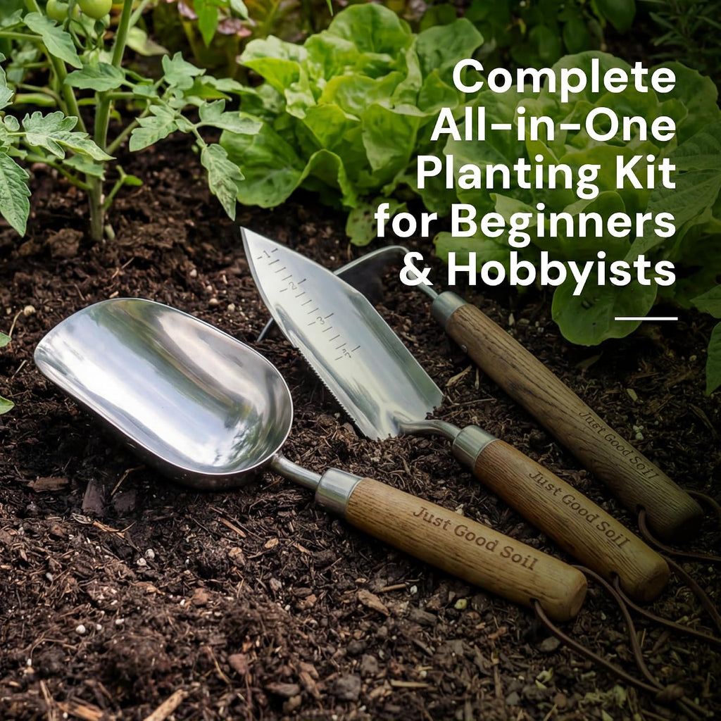 3-Piece Garden Tool Set for Planting, Weeding & Potting | Garden Trowel, Potting Soil Scoop & Precision Weeding Tool