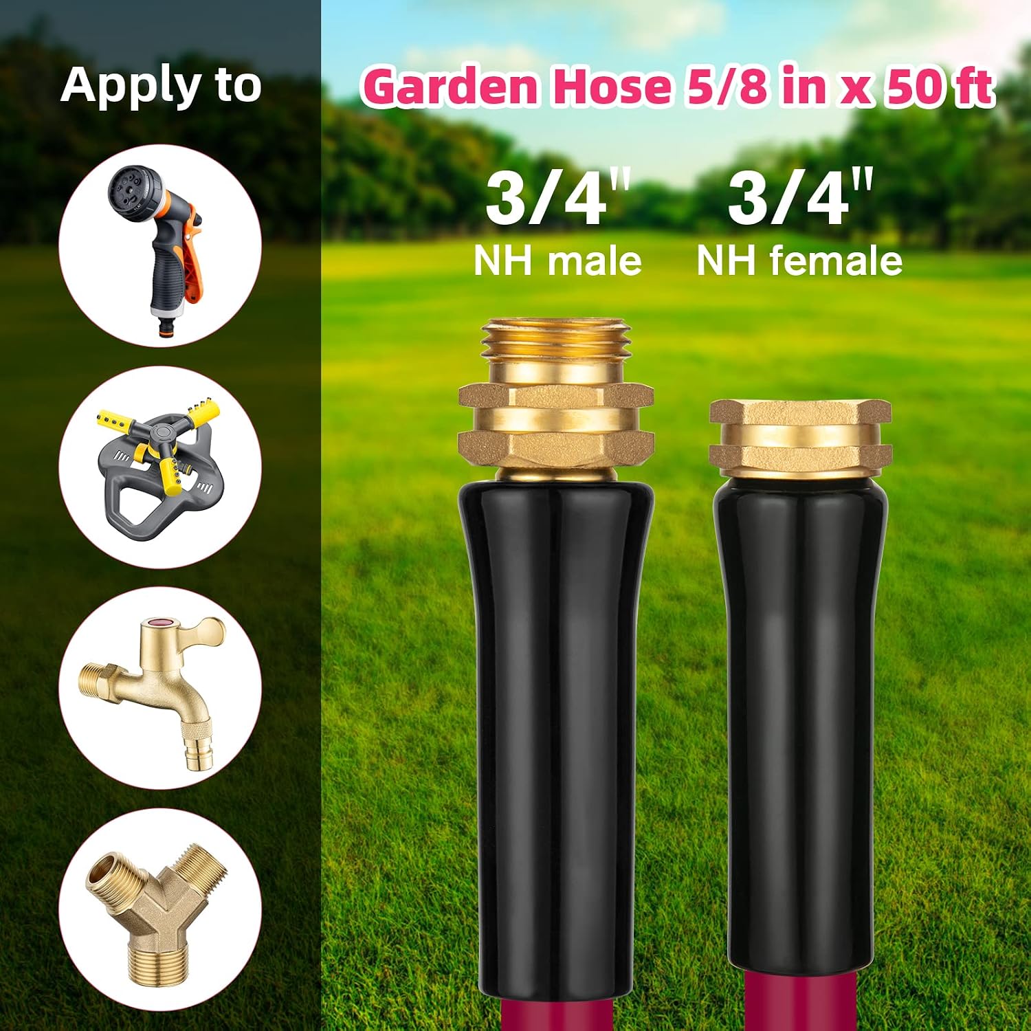 Garden Hose 5/8 in x 50 ft, Heavy Duty Durable Anti Kink Flexible Garden Water Hose for Drinking Water Safe BPA Free