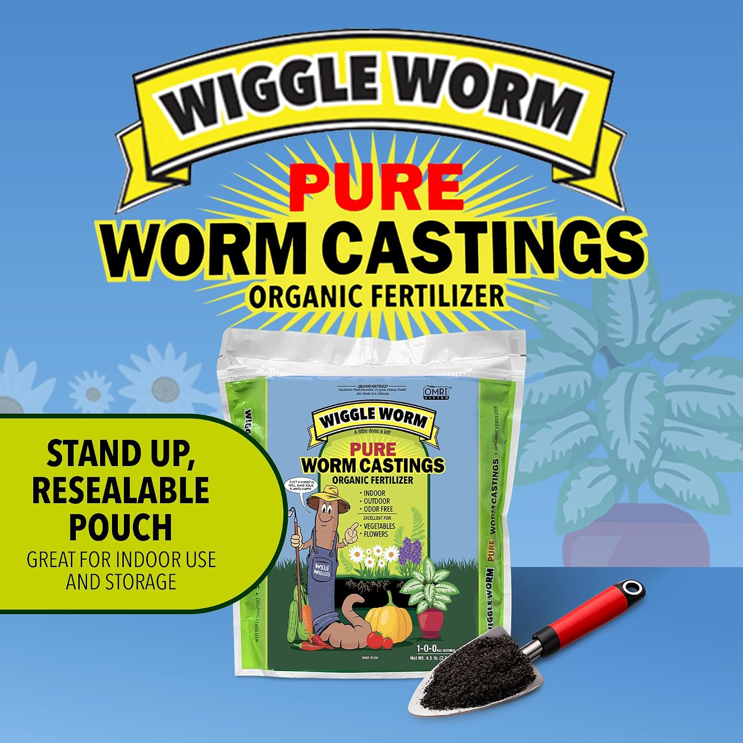 Wiggle Worm 100% Pure Organic Worm Casting Fertilizer, 4.5lb (Pack of 2) | Mineral-Dense Formula Improves Soil
