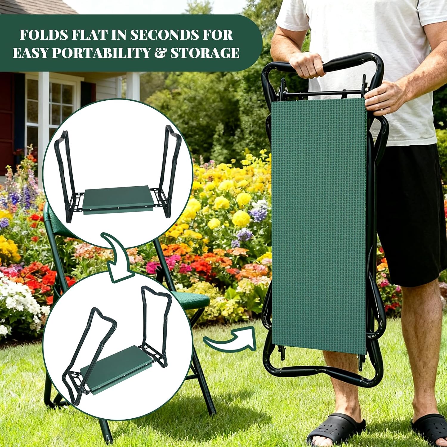 RAIN SPIRIT Garden Kneeler and Seat Gifts Foldable Gardening Stool | with Thicken & Widen Soft Kneeling Pad,Garden
