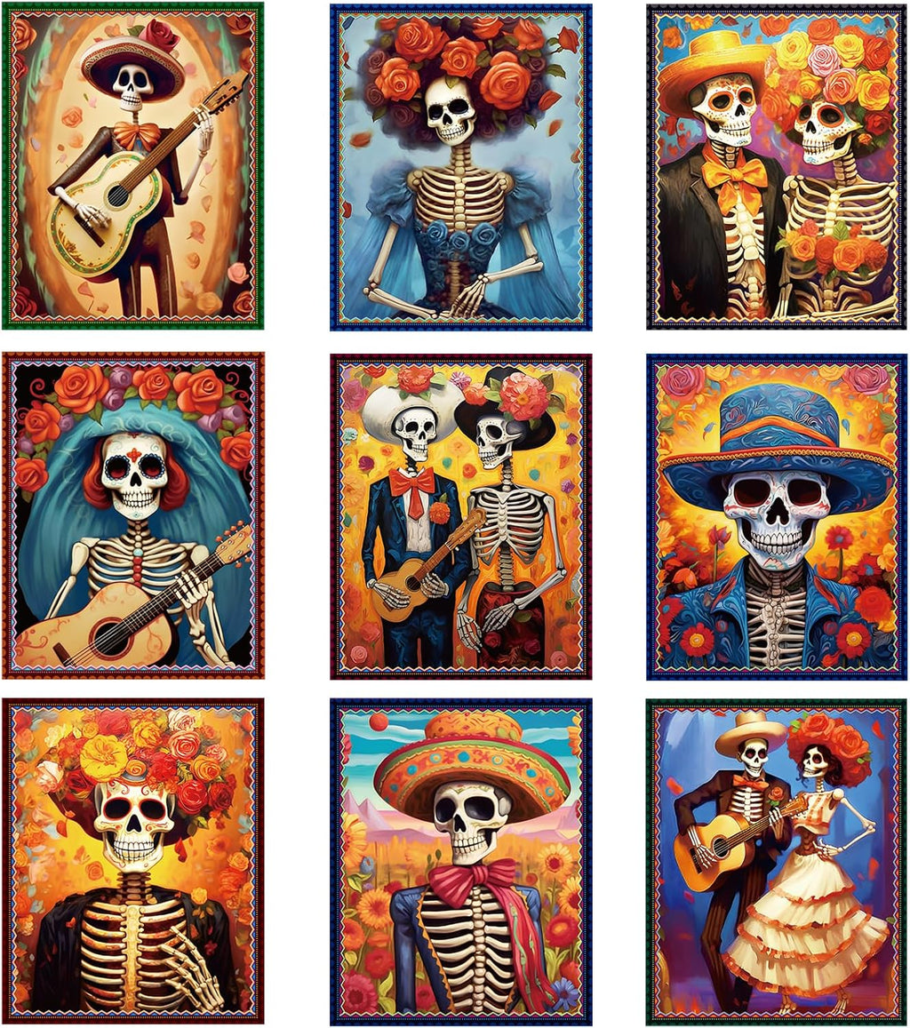 36Pcs Dia de Los Muertos Ornaments Double Side Skull Hanging Decor