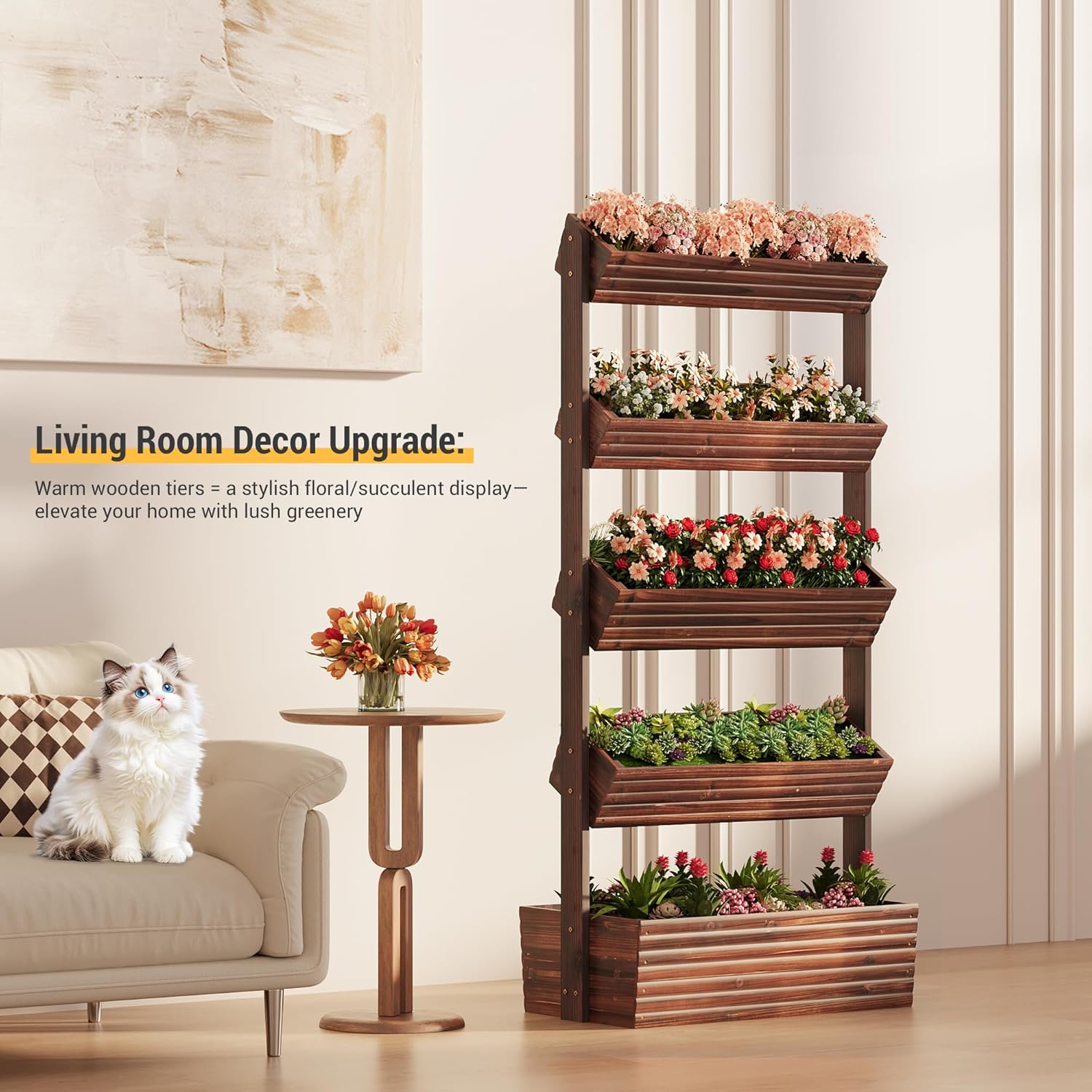 Vertical Wooden Raised Garden Bed Planters Wood Planter Kit Plant Stand Flower Rack Planter Box Gardening Plants Herbs