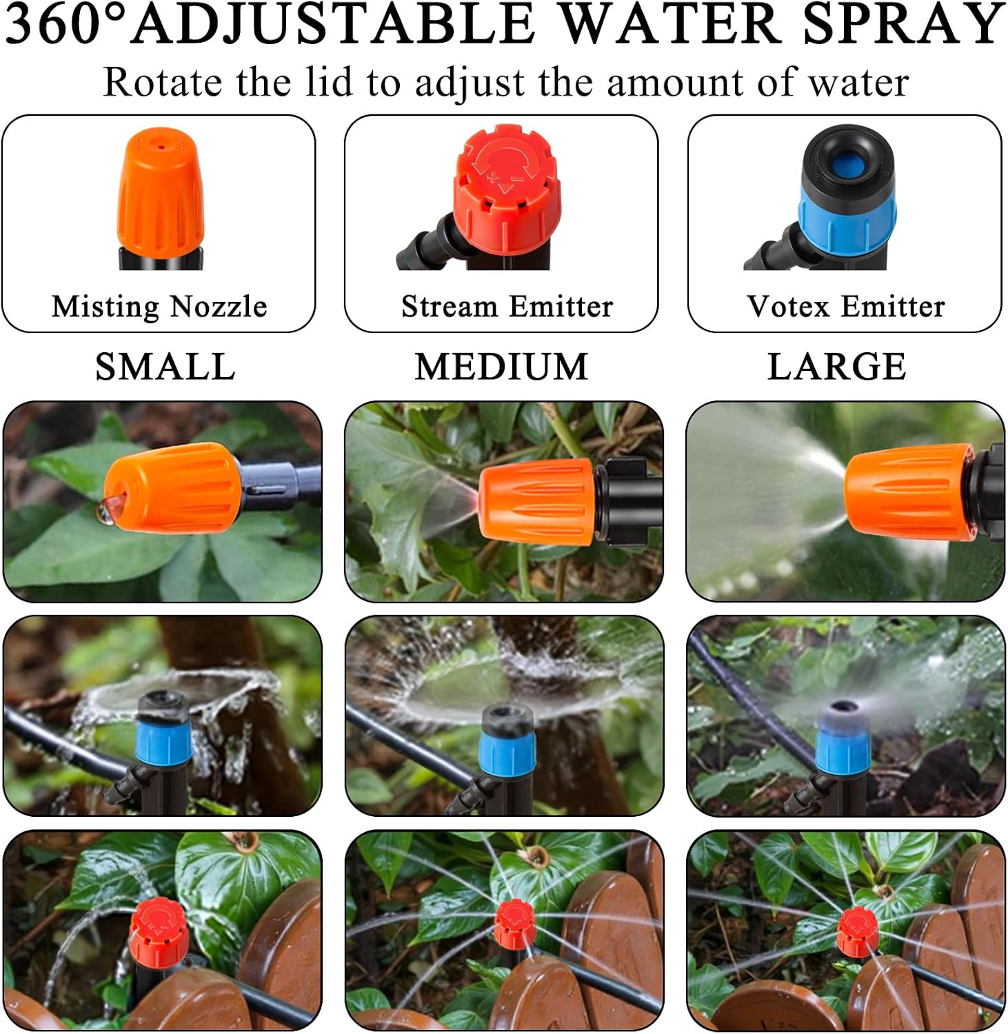 250FT Drip Irrigation System Kit, Automatic Drip Irrigation Kit with 1/2 inch Hose 1/4 inch Distribution Tubing and