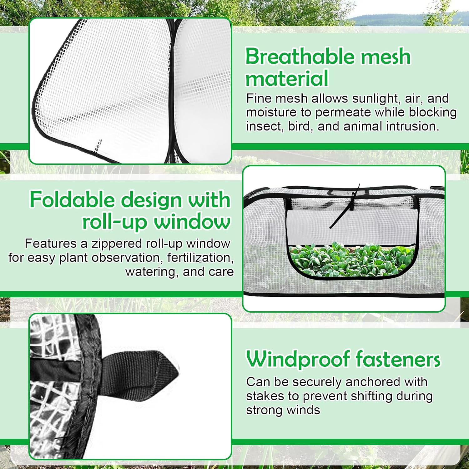 Garden Covers for Raised Beds, Pop up Garden Rows Plants Cover, Vegetable Mesh Plant Protector 45" x 18" x 20" Crop