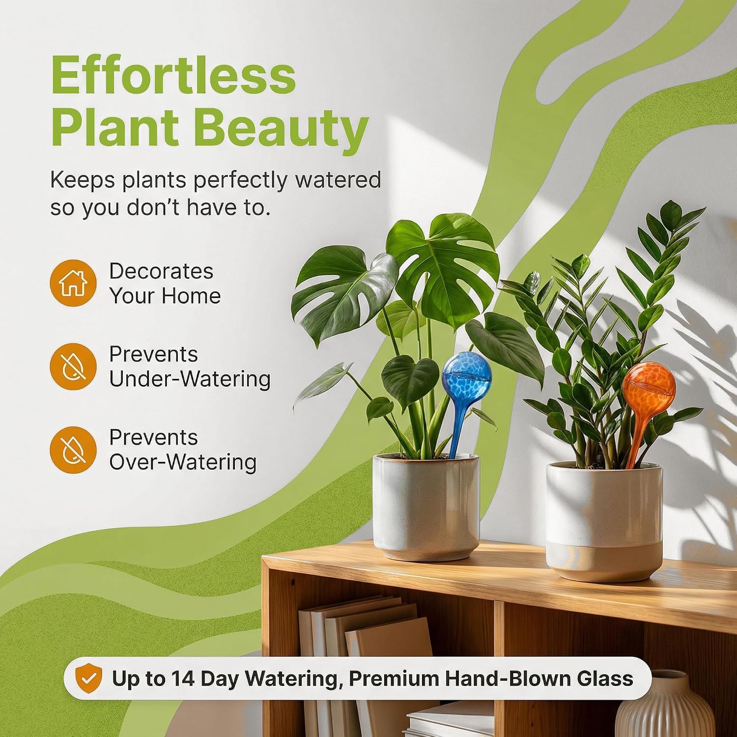 Little Green Leaf Automatic Plant Watering Globes Self Watering Planter Inserts (Set of 4) | Hands Free Multicolor