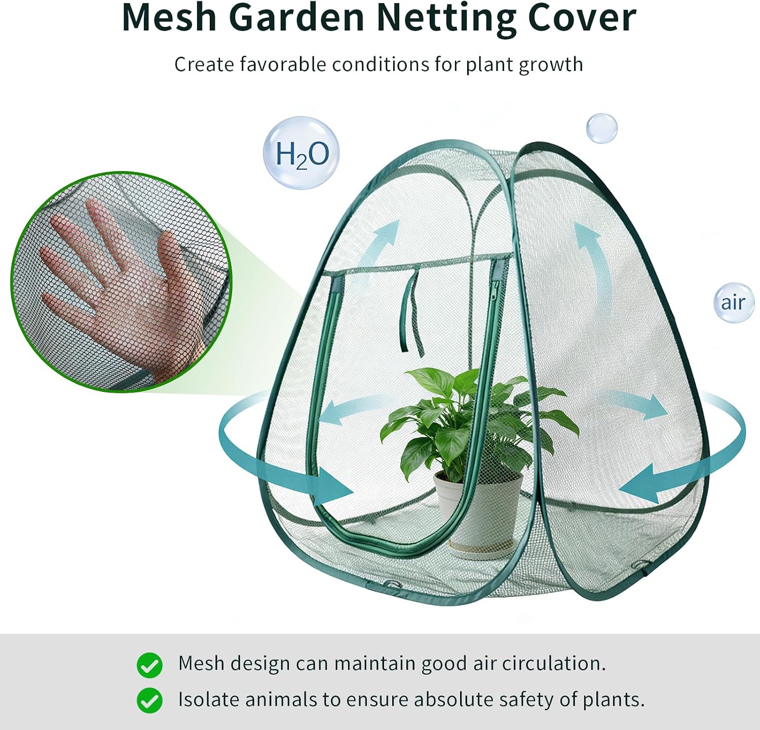 2PCS Large Mesh Plant Protector Tent from Animals, 28X28X32In Pop Up Plant Protection Enclosure Garden Netting Cover