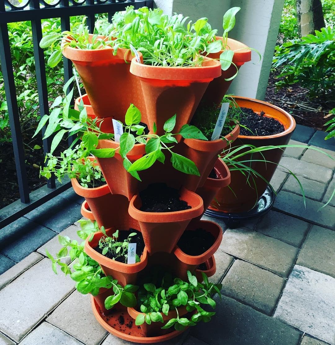 5 Tier Stackable Strawberry, Herb, Flower, and Vegetable Planter - Vertical Garden Indoor/Outdoor