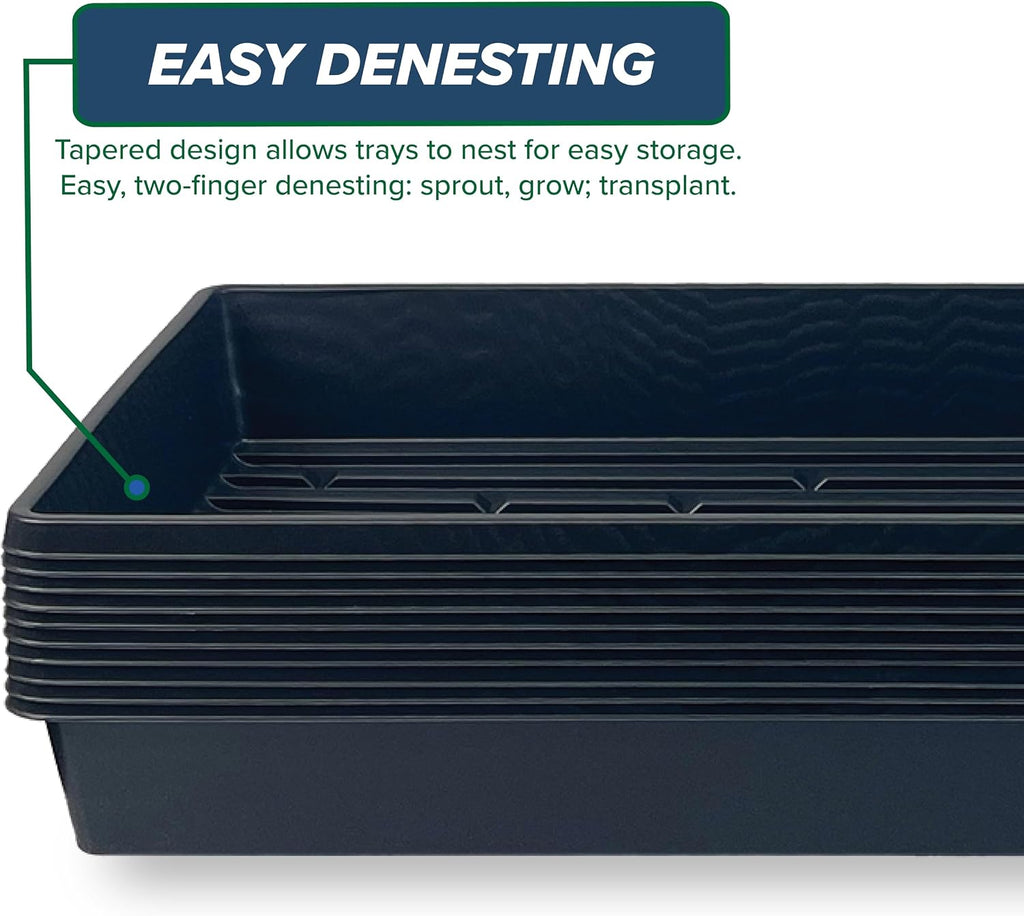 5 Pack of Durable Black Plastic Growing Trays (Without Drain Holes) 21" X 11" X 2" - Flowers, Seedlings, Plants