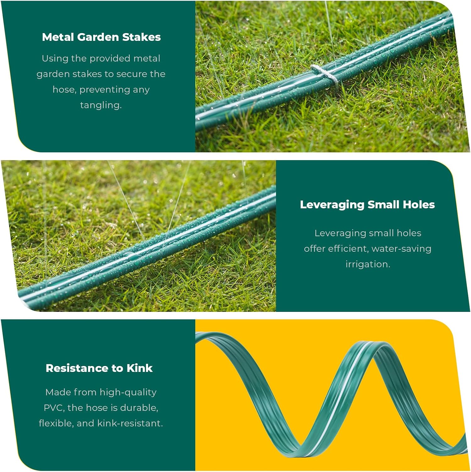 Sprinkler Soaker Hose 50ft for Garden Lawn, Watering Pipe with Holes, High-Efficiency Water-Saving Garden Irrigation