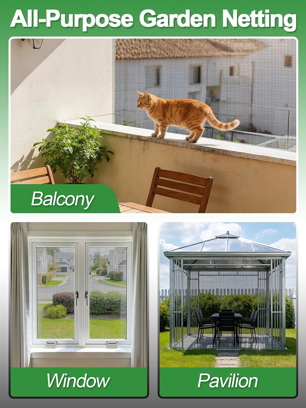 10x50ft PP Nanocomposite Garden Netting - Keep Bugs Out, Mosquito Net for Patio, Bird Barrier Mesh Screen for Balconies