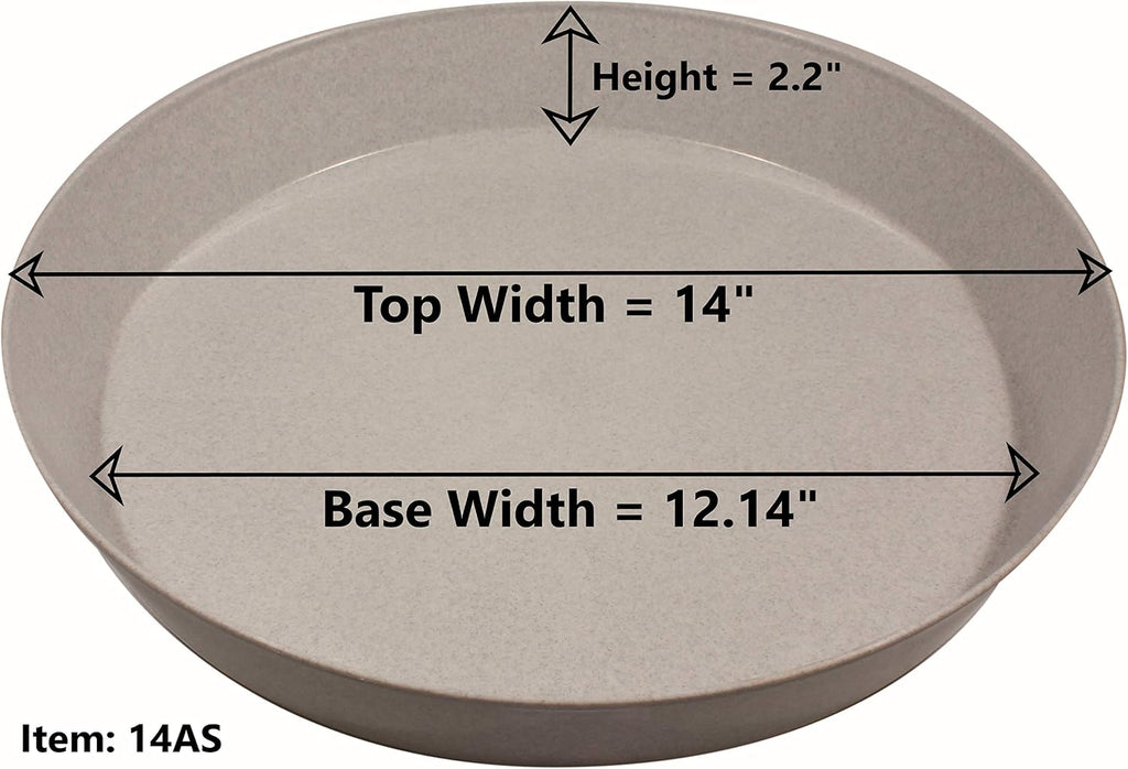 14 Inch (12.14 Inch Base) Case of 5 Plant Saucer, Black | Polypropylene, Heavy Duty Indoor/Outdoor, Drip Pan & Tray