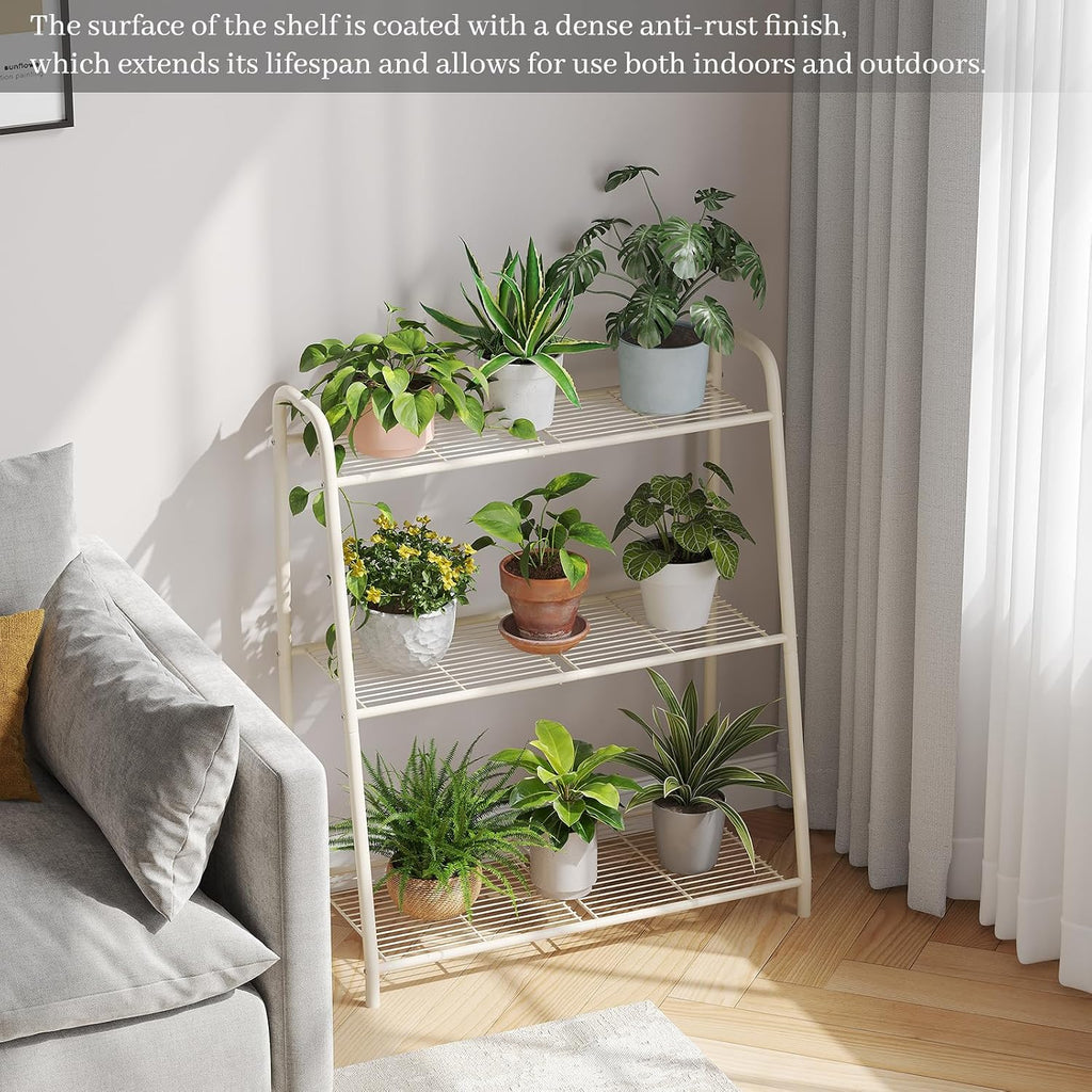 Kitsanery Metal Plant Stand Indoor Outdoor for Multiple Plants,3 Tier Plant Shelf,Large Heavy Duty Flower Holder Ladder