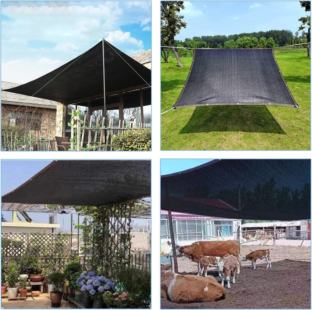 90% Shade Cloth, Black 10 ft x 20 ft, UV Resistant Shade Net for Outdoor, Garden Shade Mesh with Grommets, for Pergola